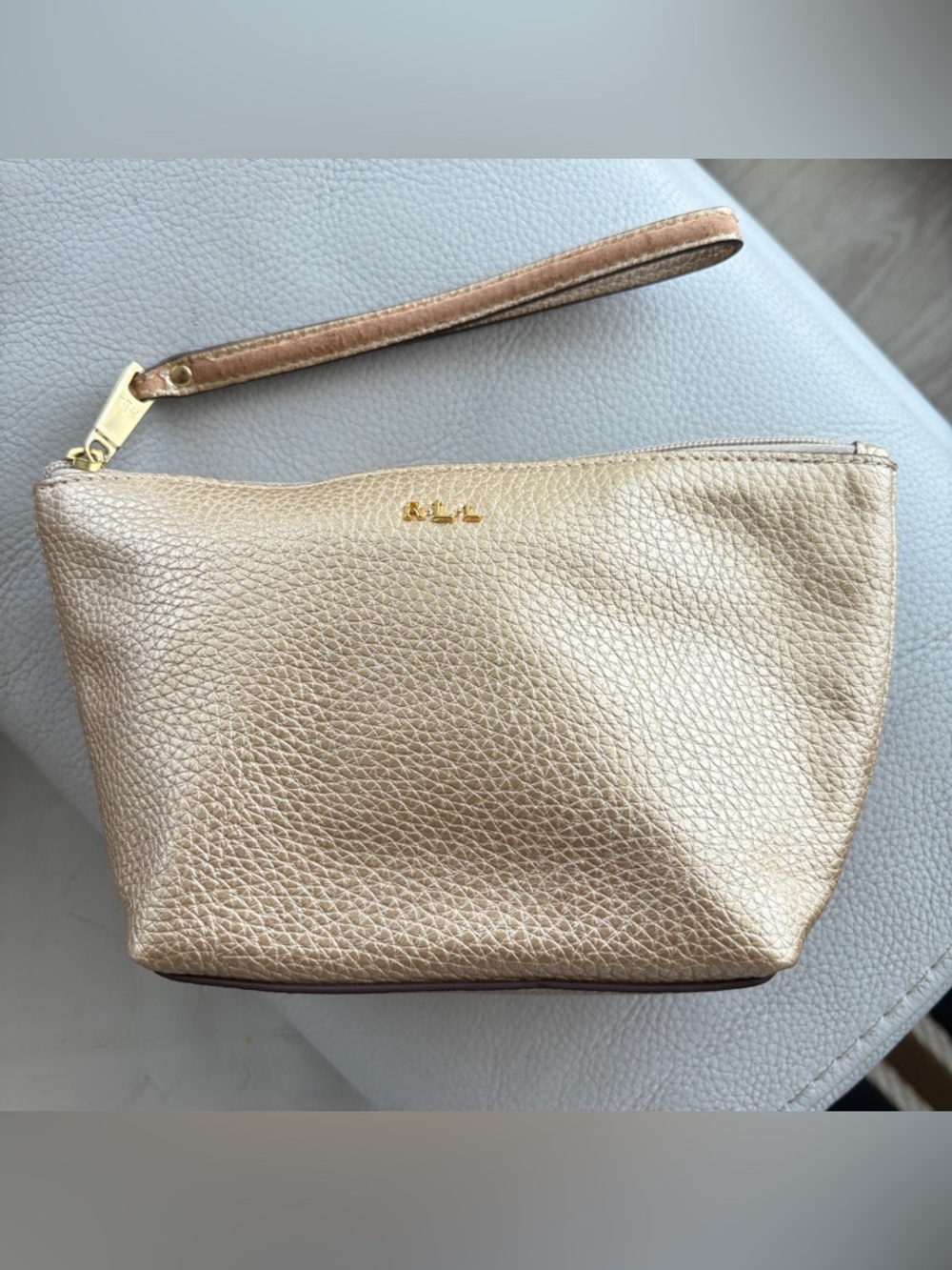 Ralph Lauren Metallic Gold Mekeup Cosmetic Mini Bag Clutch